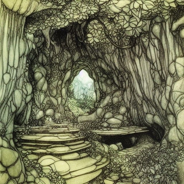 Elven Headquarters in Mountain Cave: Worm's Eye View