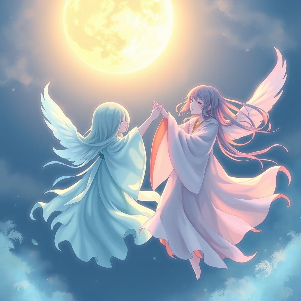 Whispering Anime Ghosts Under Lunar Glow