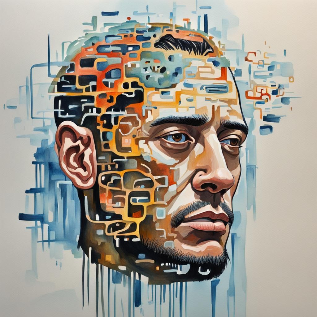 Surreal Transparent Head Revealing Intricate Thoughts