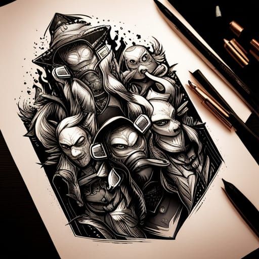 Epic Ducklings: Black and White Comic Book Art