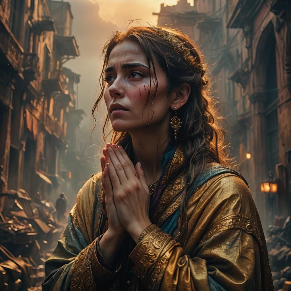 Woman Hiding Tears in Atmospheric Victorian Setting