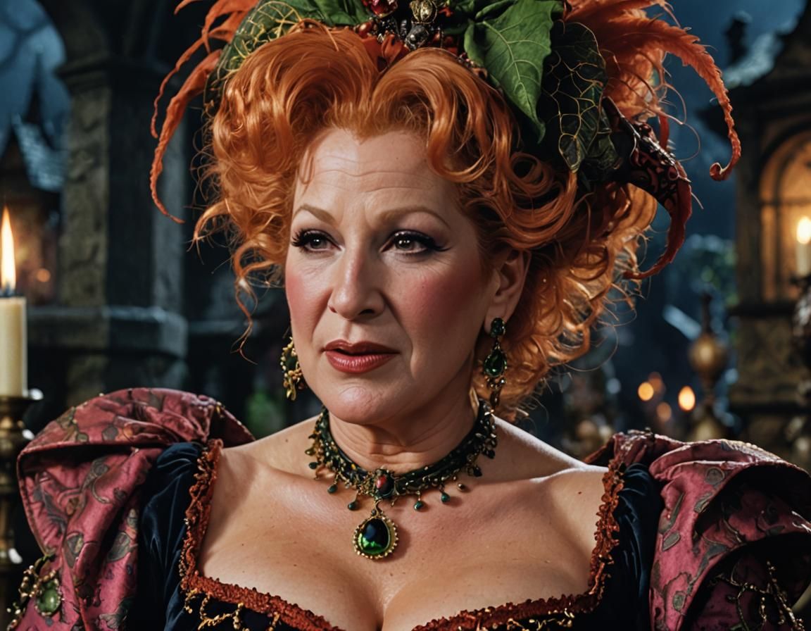 Photorealistic Portrait of Winifred Sanderson in Deep Color