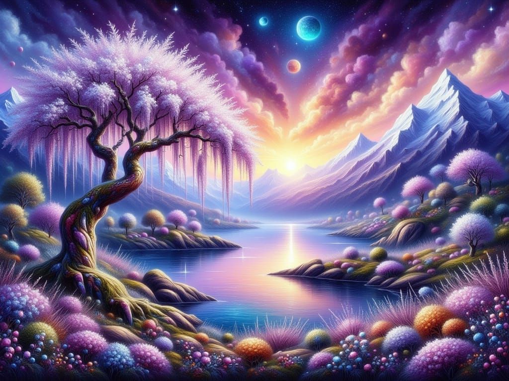 Enchanted Fantasy Realm in Vibrant Spring Bloom