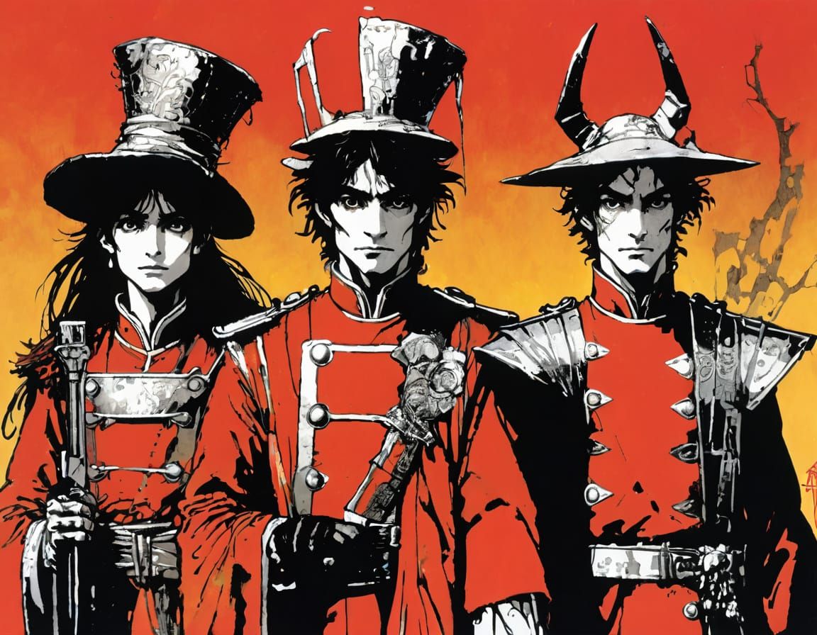 Artists' Fusion: Vibrant Red Masterpiece