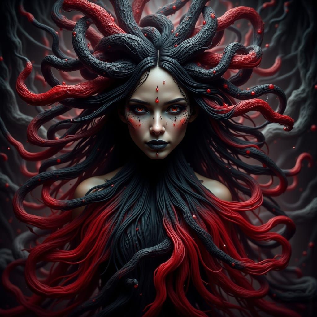 Mystical Medusa Goddess in Abstract Reality Style