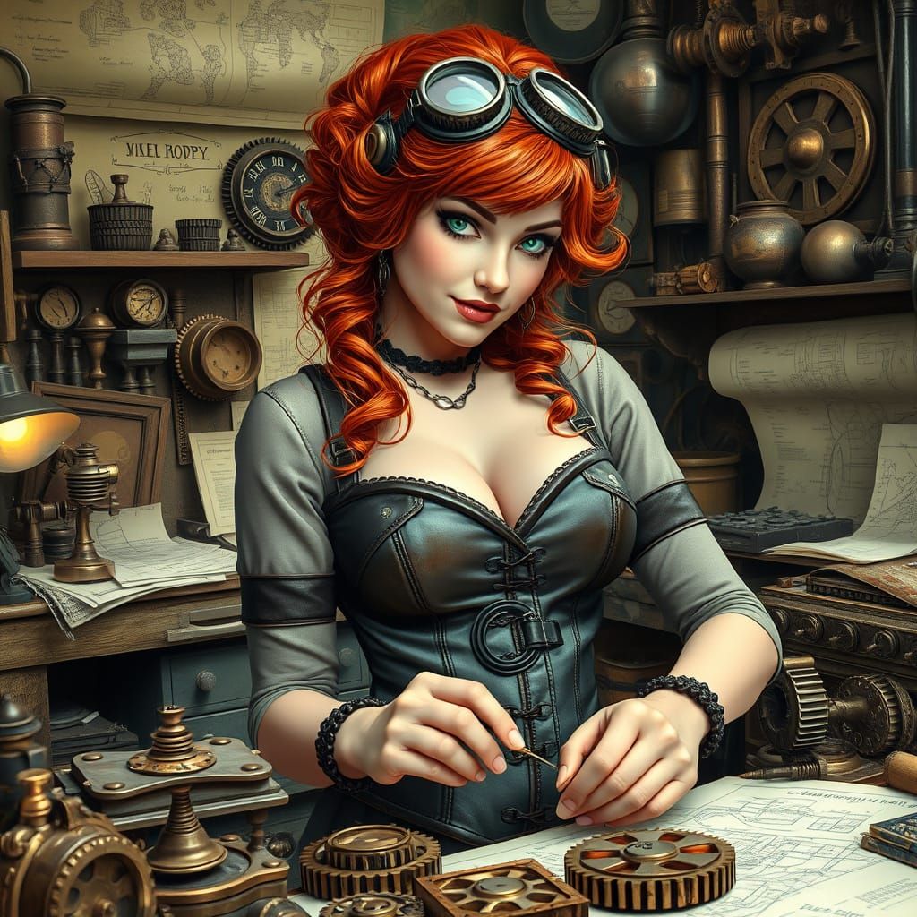 Steampunk Inventress Crafts Wondrous Machines in Victorian-E...
