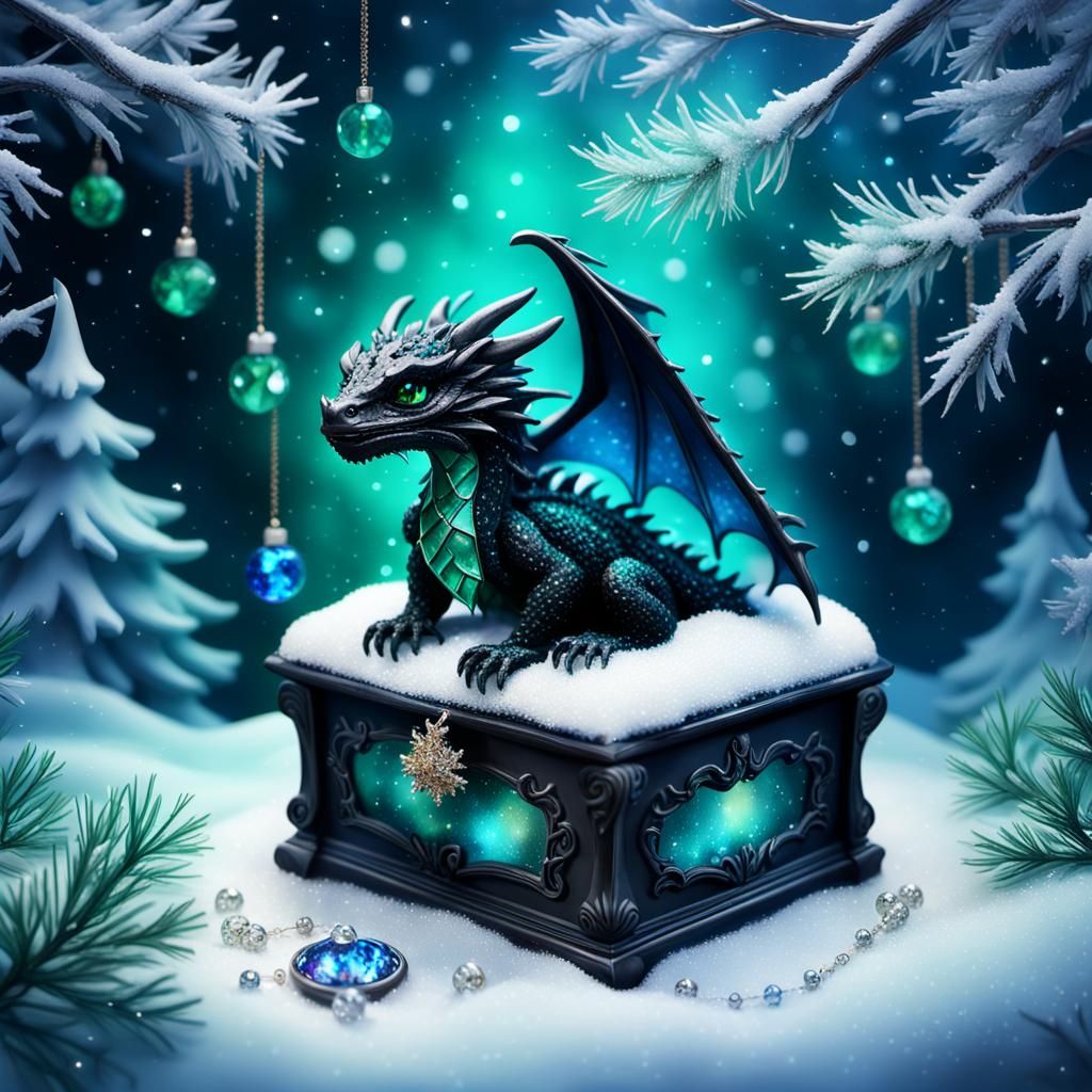 Miniature Dragon in Christmas Wonderland: Matte Painting