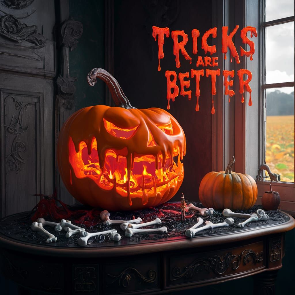 Spooky Jack-O-Lantern with Crimson Fire