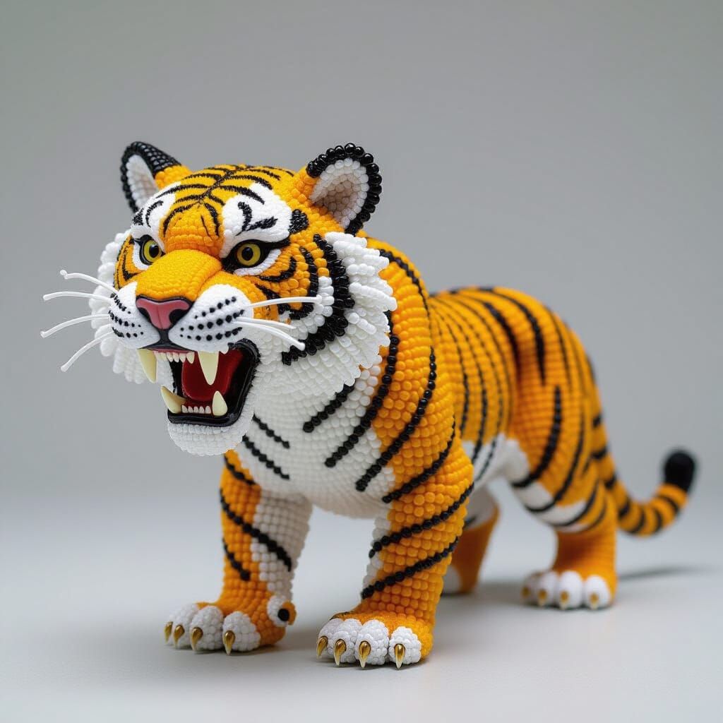 Beaded Sabre-Tooth Tiger Digital Art