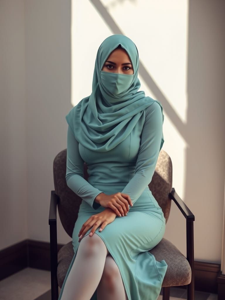 Elegant Veiled Woman in Chic, Modern Style