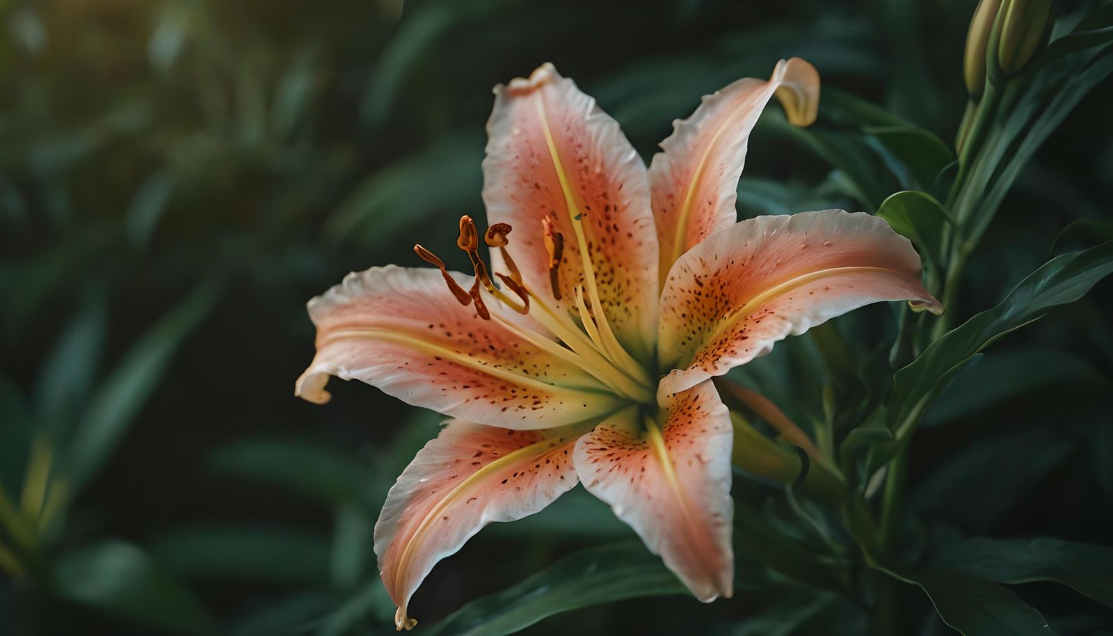 Dramatic Close-Up of Stargazer Lily in Cinematic Style