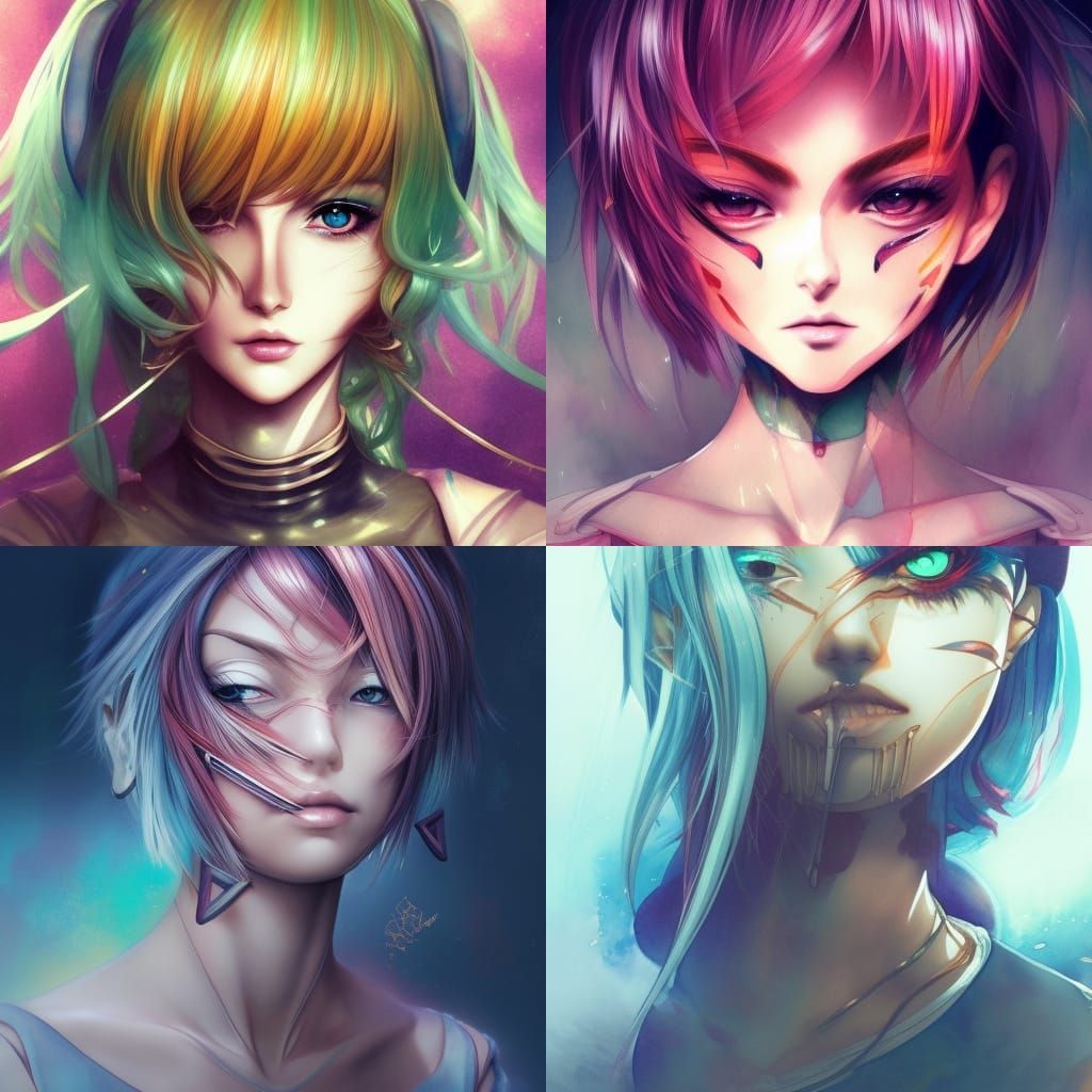 Vibrant Anime Character in Hyperrealistic Watercolor Style