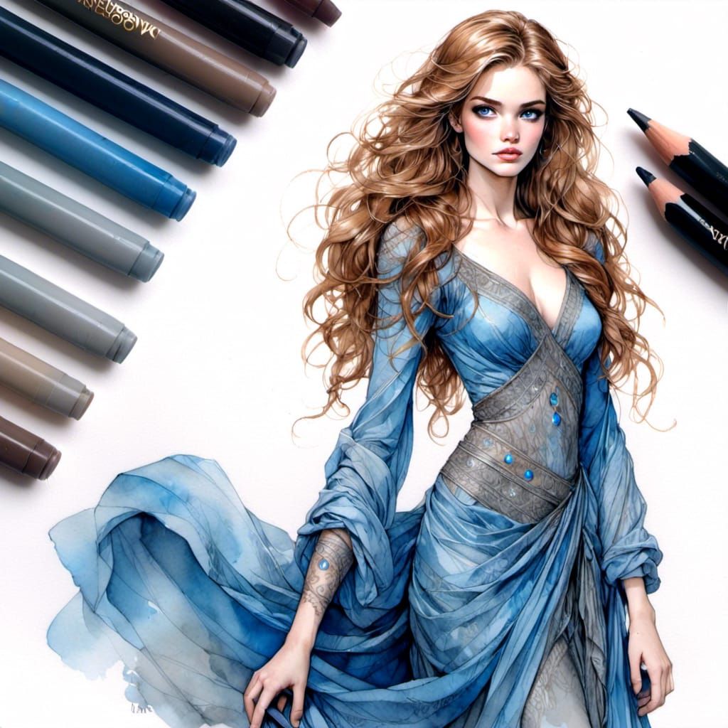 Ethereal Woman in Starlight Gown with Diamond Cuffs