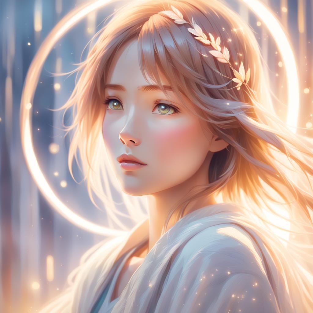 Ethereal Portrait of Girl in Halo of Light