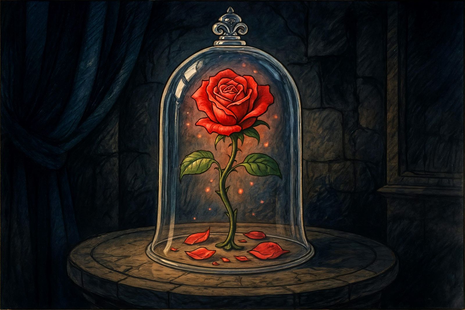 Enchanted Rose from Beauty and the Beast Illustration