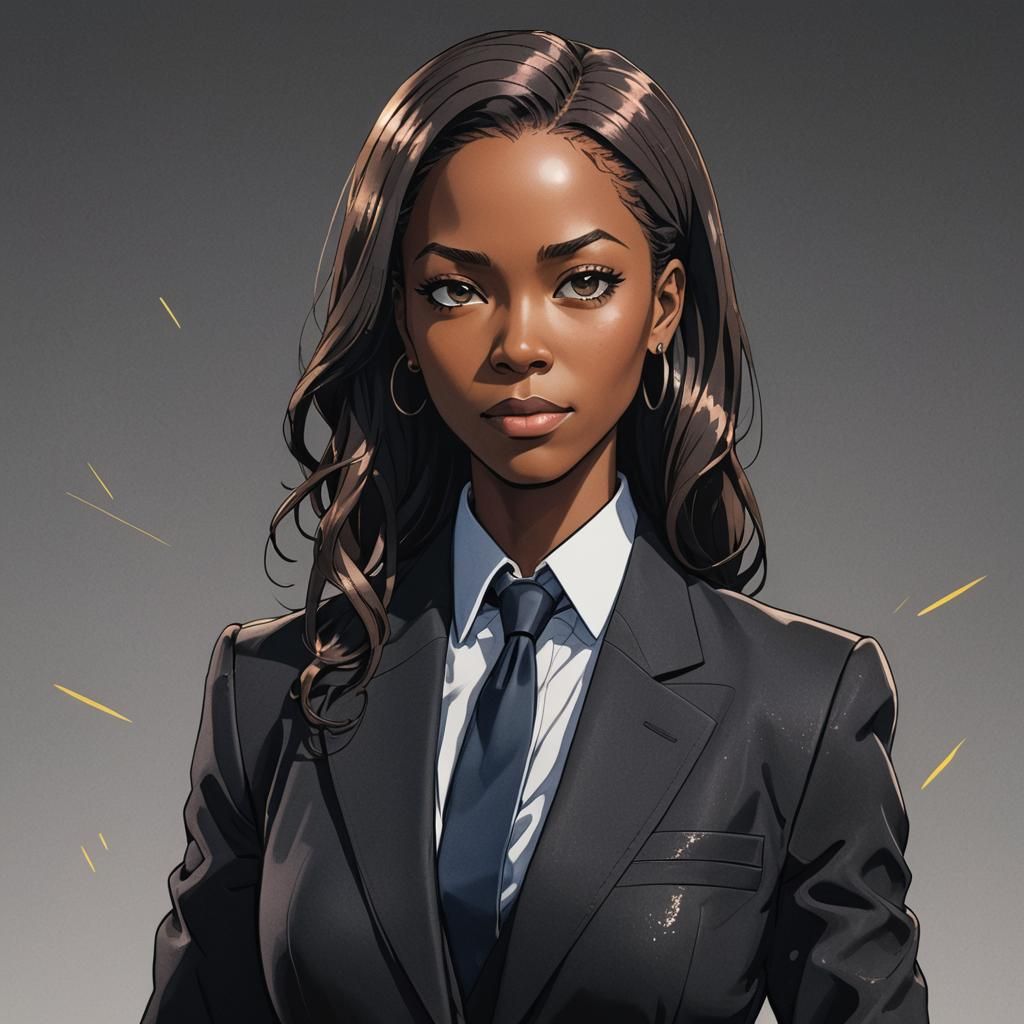 Confident Jamaican Lawyer in Anime Style