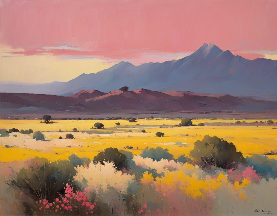 Desert in Bloom as Impressionist Painting
