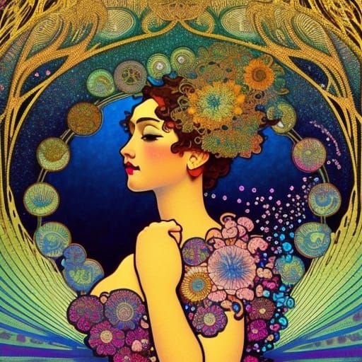 Beautiful Woman Portrait with Glitter and Sparkles