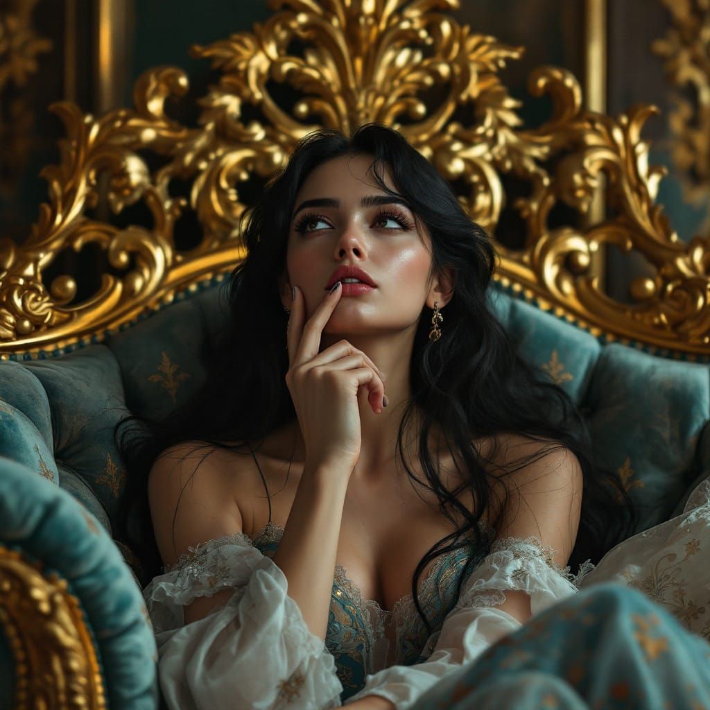 Enigmatic Woman Lost in Thought