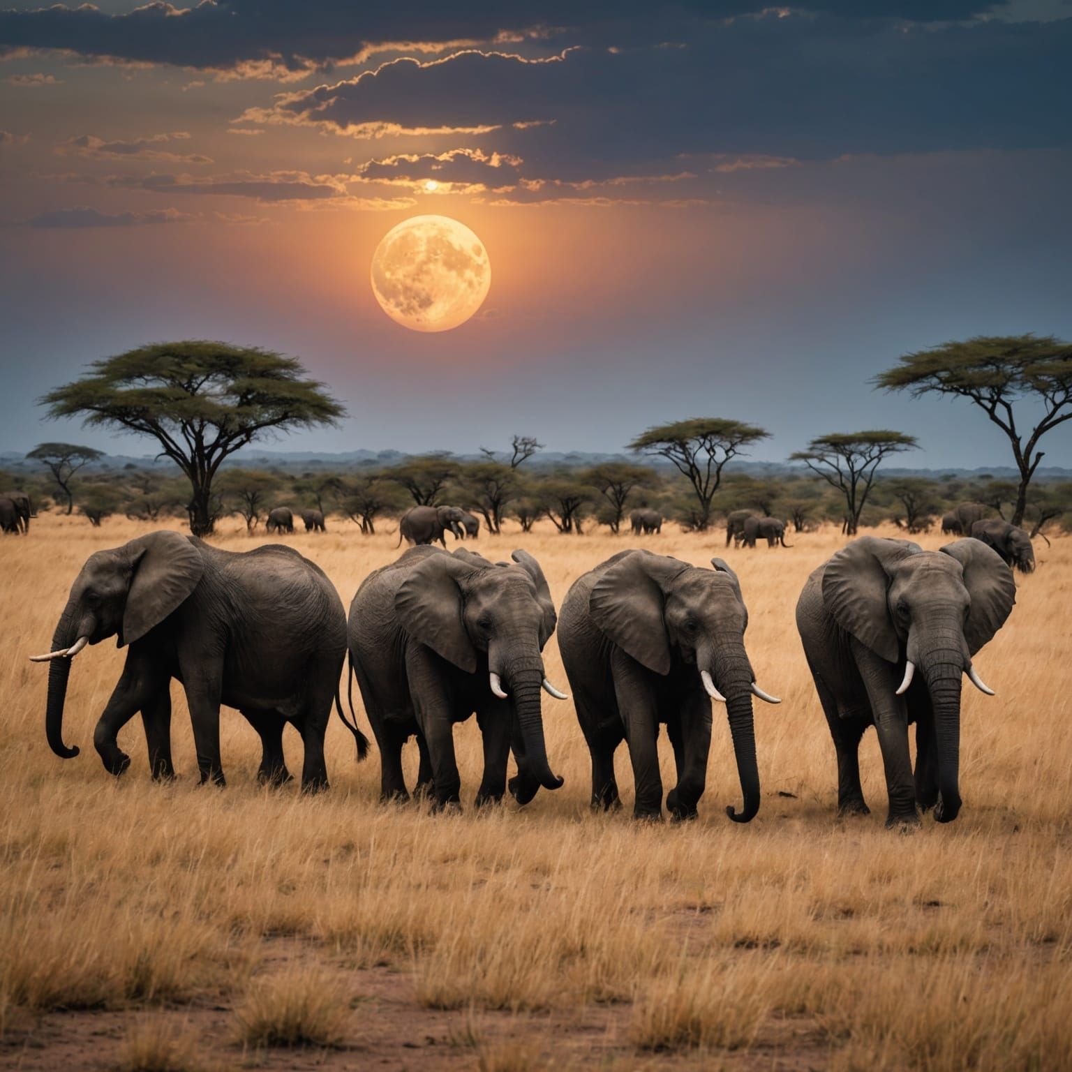 Elephants Moonwalking on the African Savannah