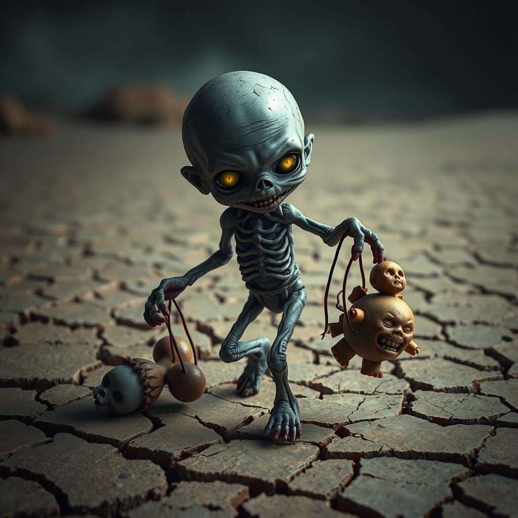 Haunting Zombie in Surreal Desert Landscape