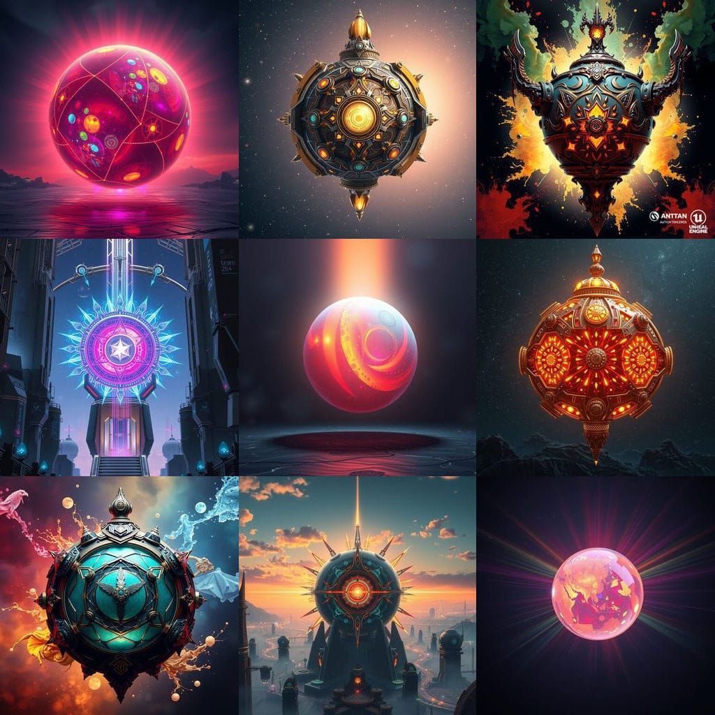 Surreal Cosmic Artifact in Cyberpunk Aesthetic