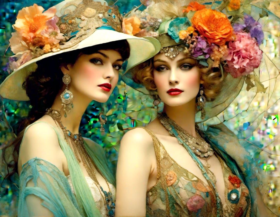 Flapper Era Supermodels in Art Deco Style