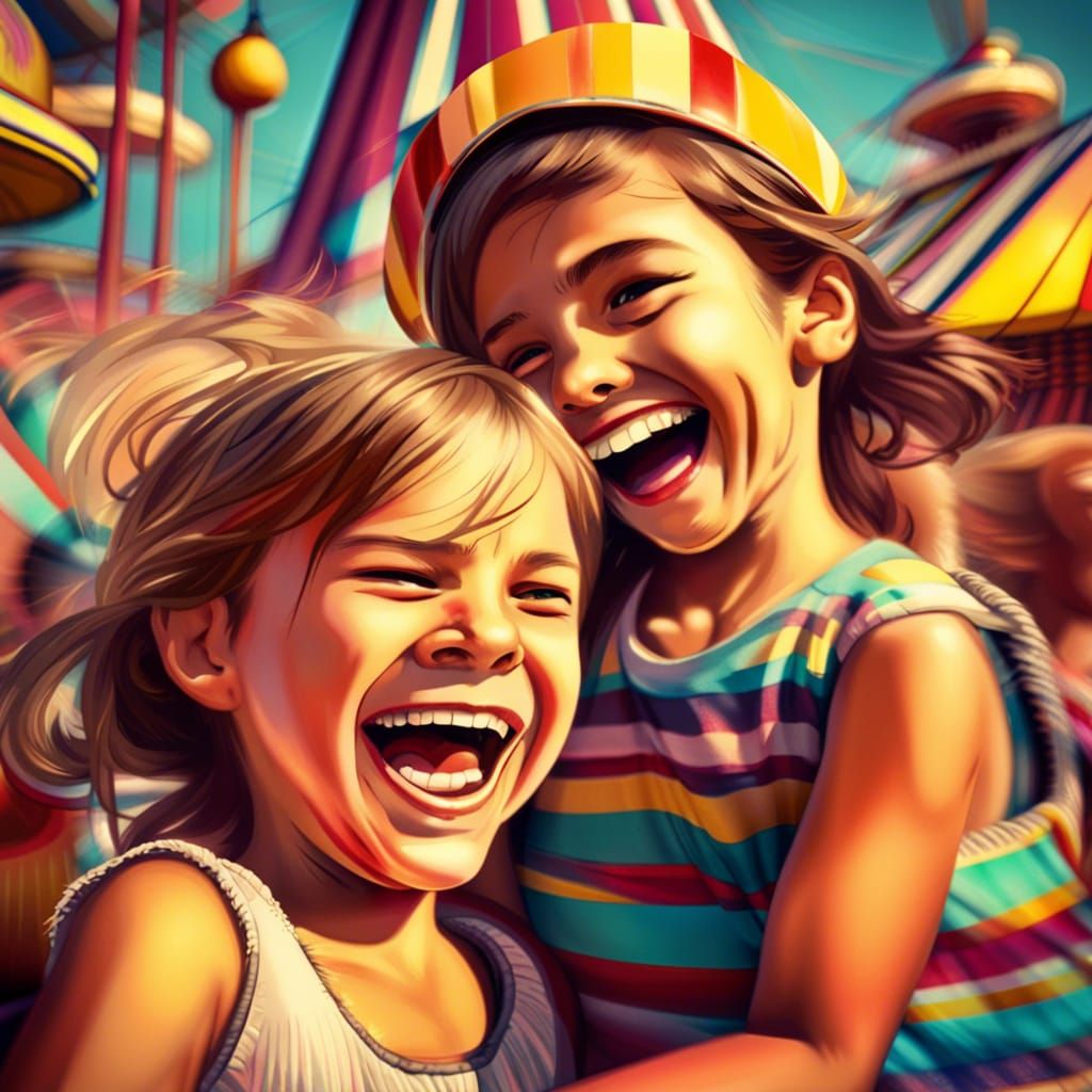 Brother and Sister Portrait at Crowded Retro Fair