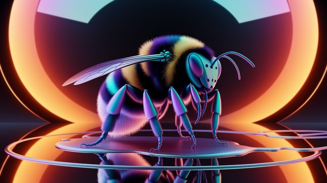 Bee Portrait in Metallic Iridescence