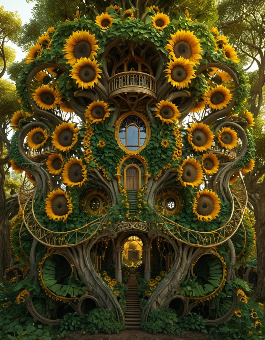 Sunflower Treehouse: Fantasycore Concept Art