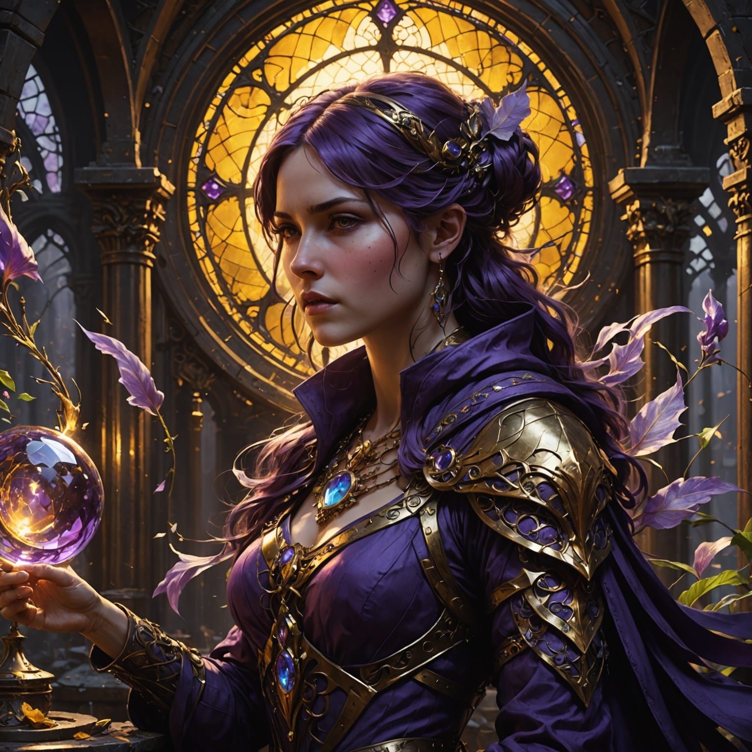 Ethereal Dark Fantasy Princess in Vibrant Purple Hues