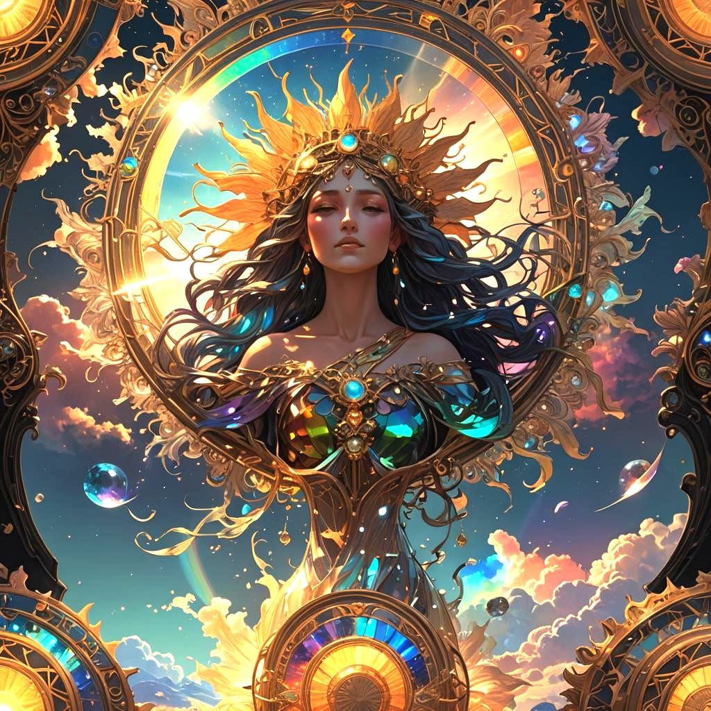 Iridescent Sun Sky Spell in Art Nouveau Style