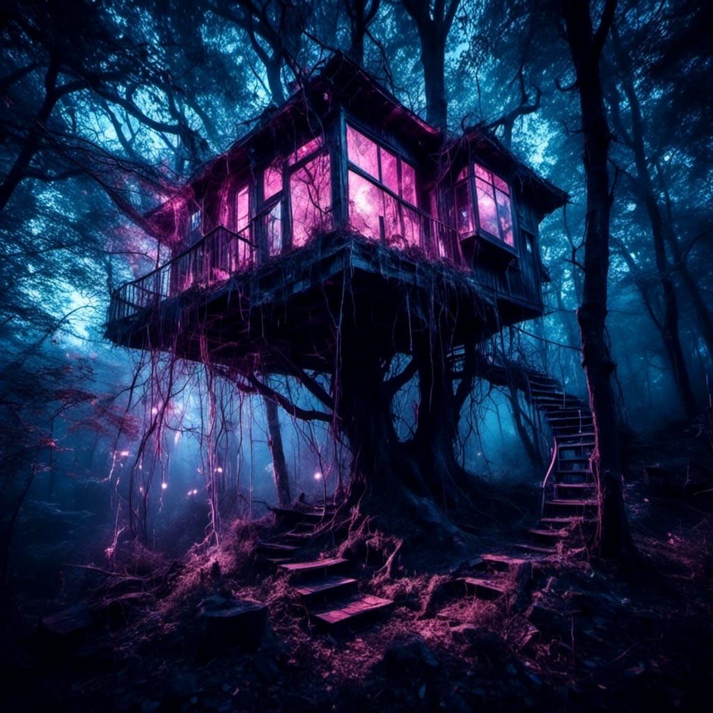 Spectral Treehouse with Macabre Internal Lights