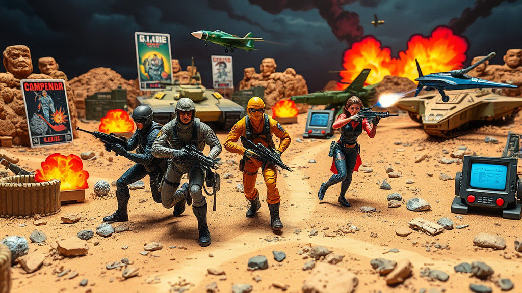 G.I. Joe Team Battle Diorama in Retro-Futuristic Style