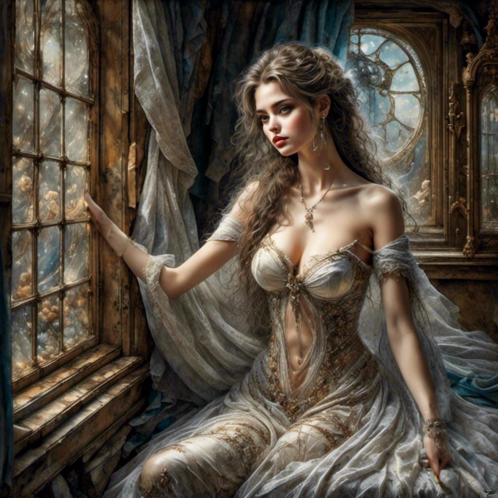Gorgeous Woman Opens Window: Hyperrealistic Masterpiece