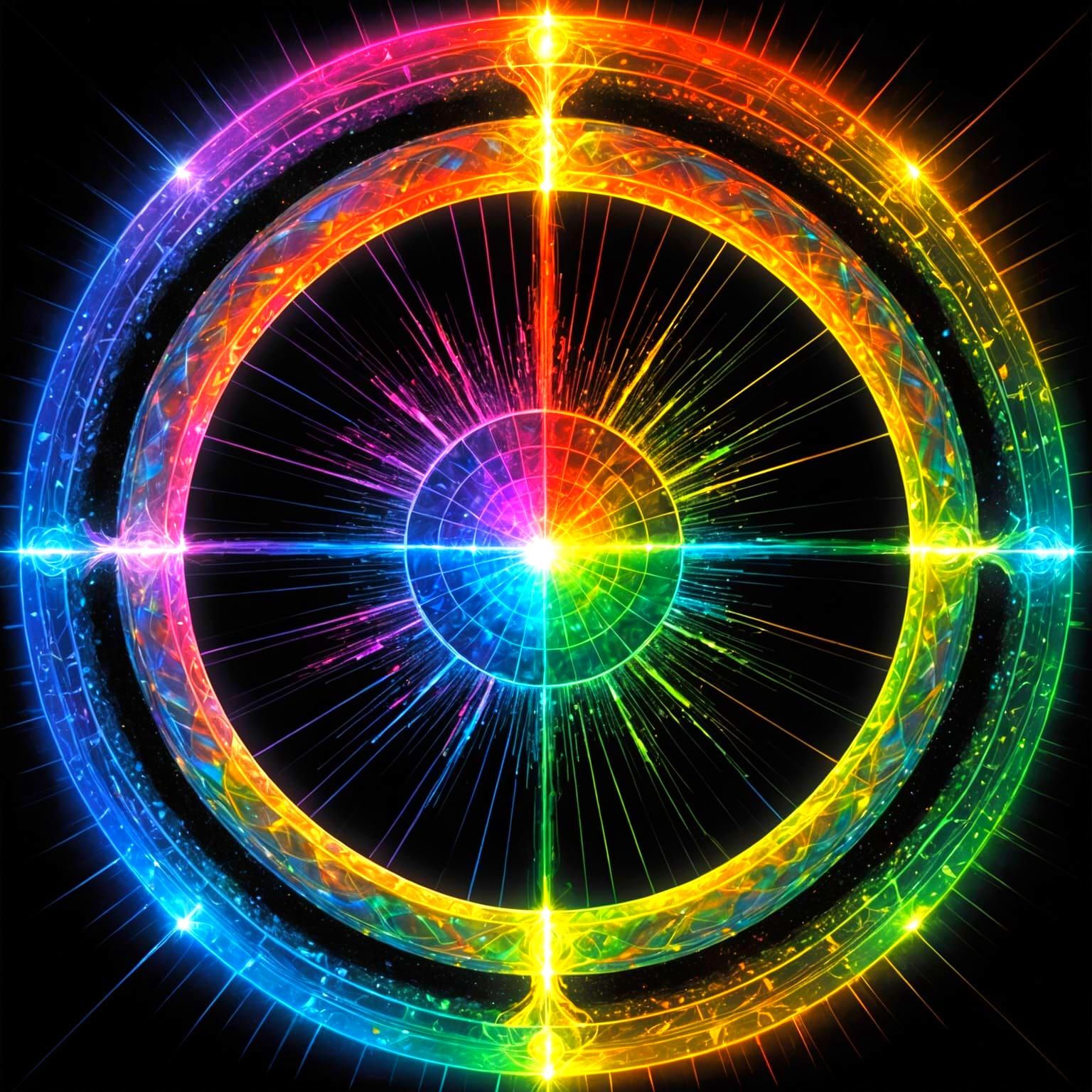 Rainbow Tesseract with Divine Spell Circles