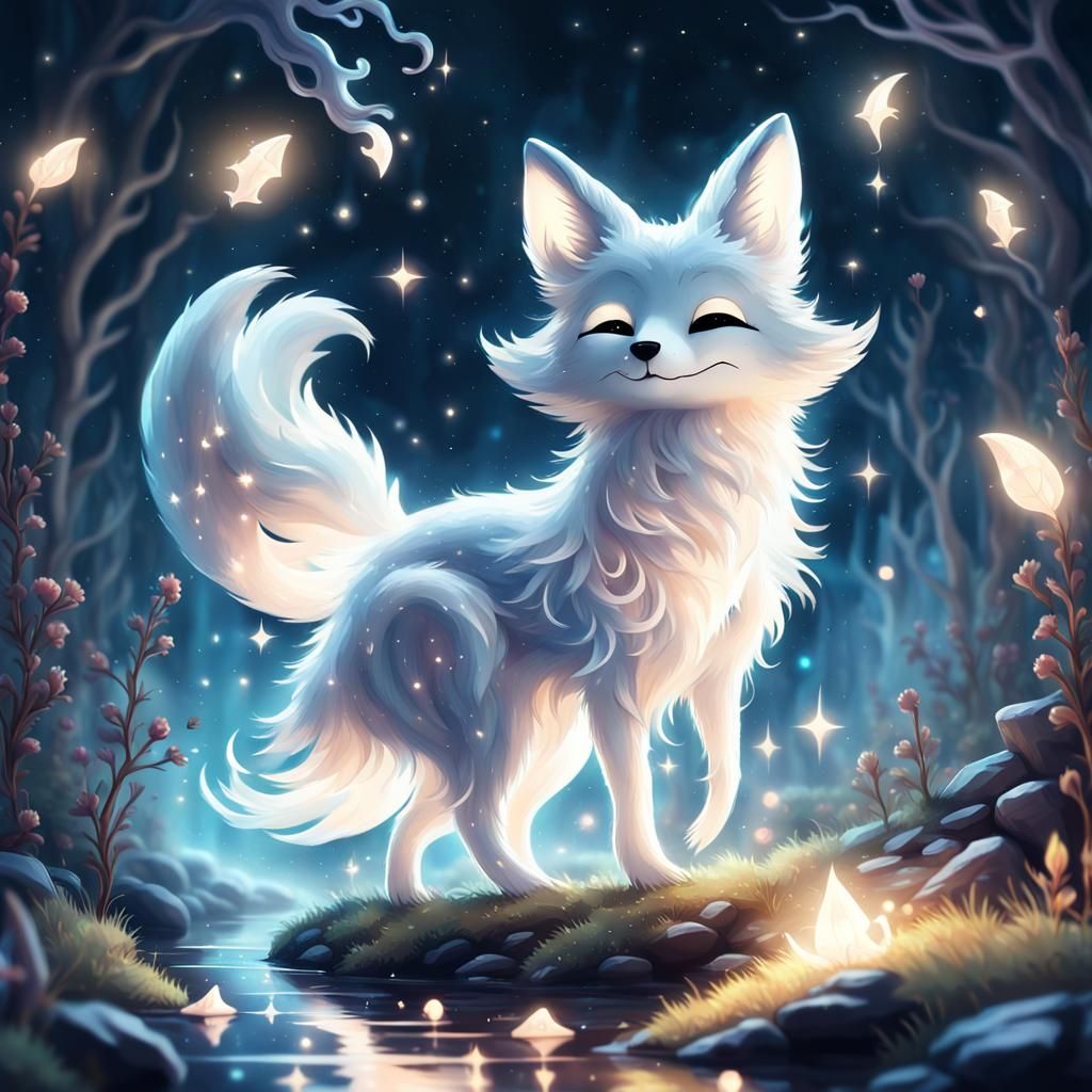 Ethereal Fox Spirit in Mystical Environment