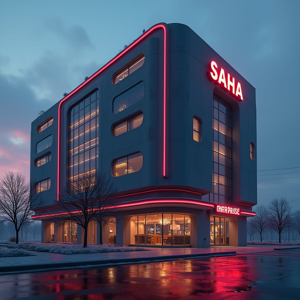 Futuristic Commercial Building in Sci-Fi Style