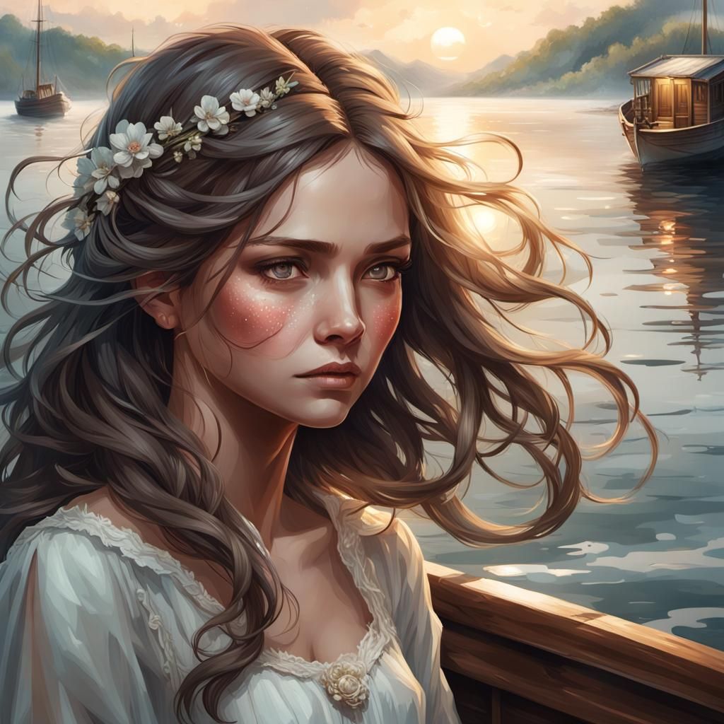 Bride's Farewell: Photorealistic Dockside Scene