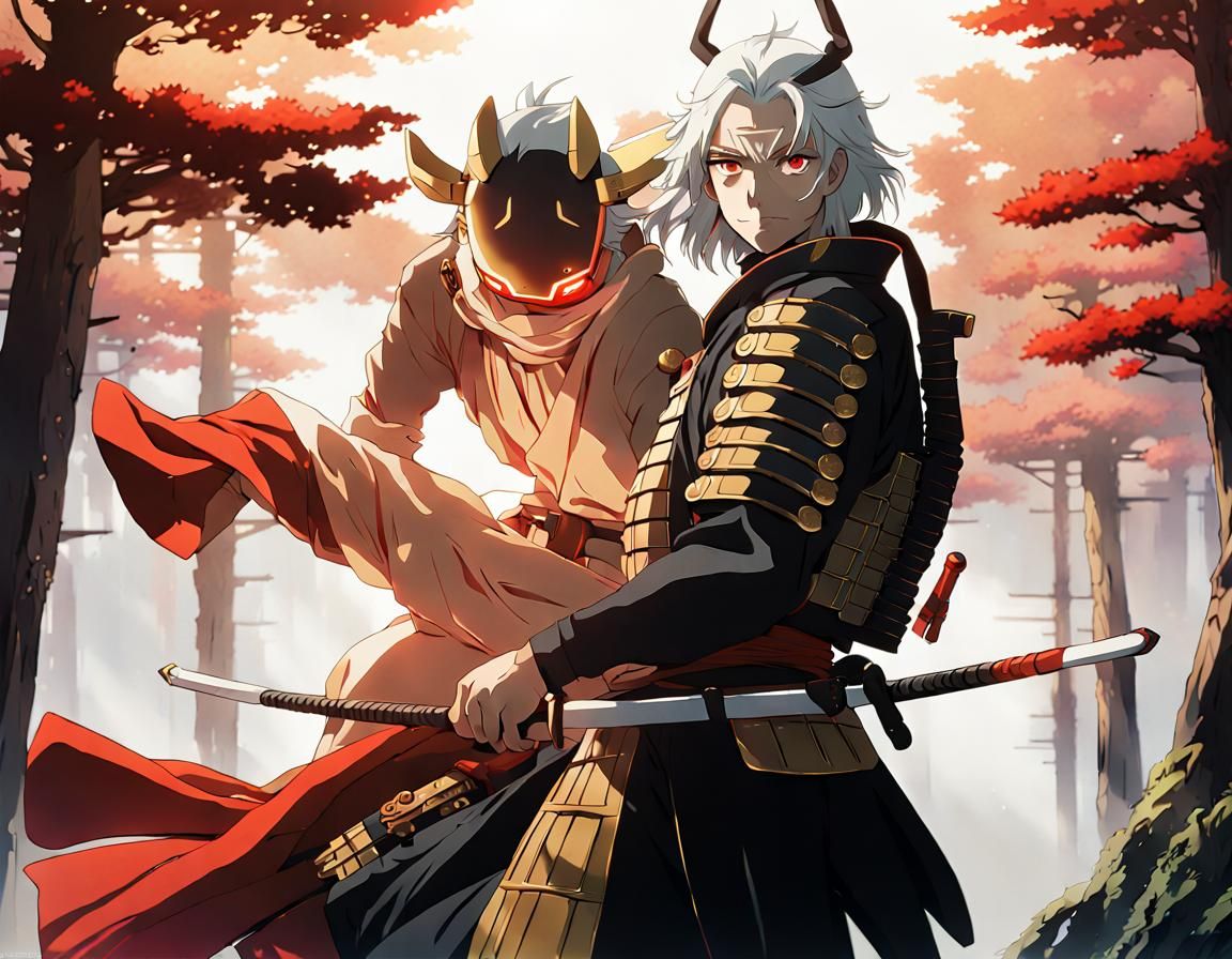 Samurai Warrior in Anime Style, Studio Ghibli Key Visual