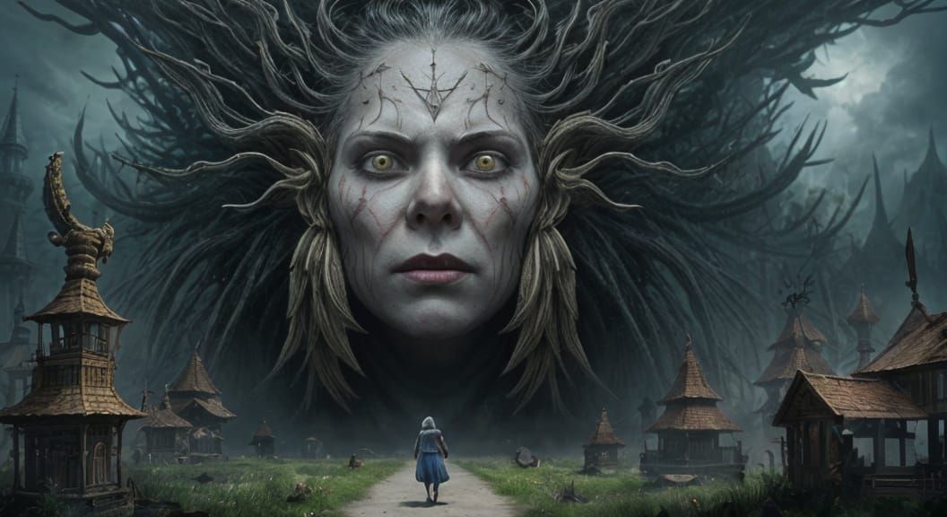 Women Approach Crying Brain in Digital Matte Painting