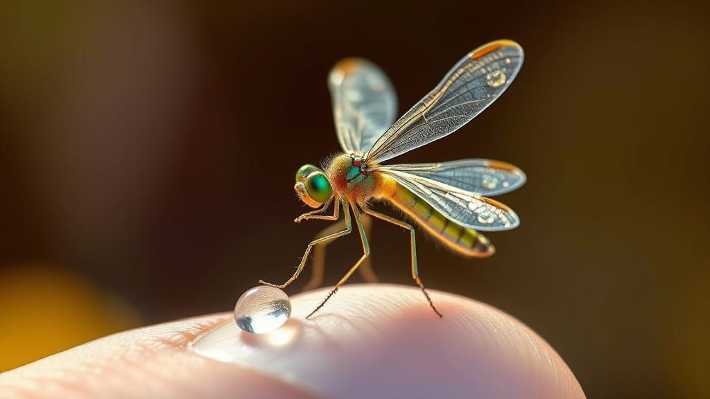 Tiny Dragonfly Princess in Whimsical 3D Acrylic Art