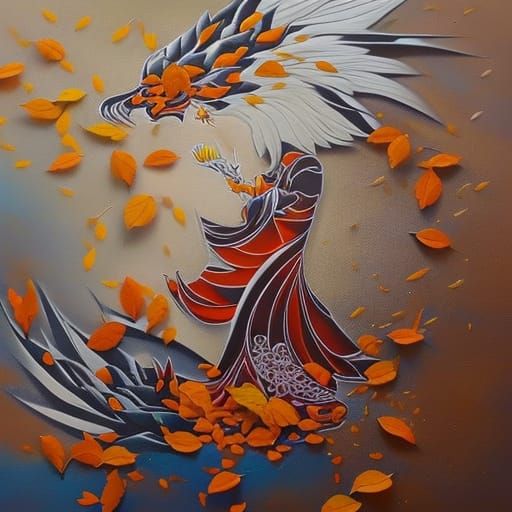 Autumn Woman in Graffiti Art Style