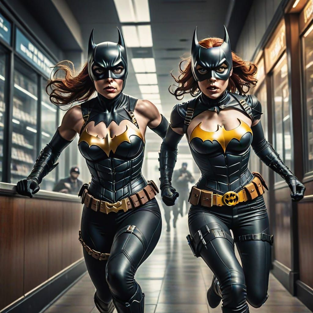 Cyberpunk Batgirl in High-Speed Chase