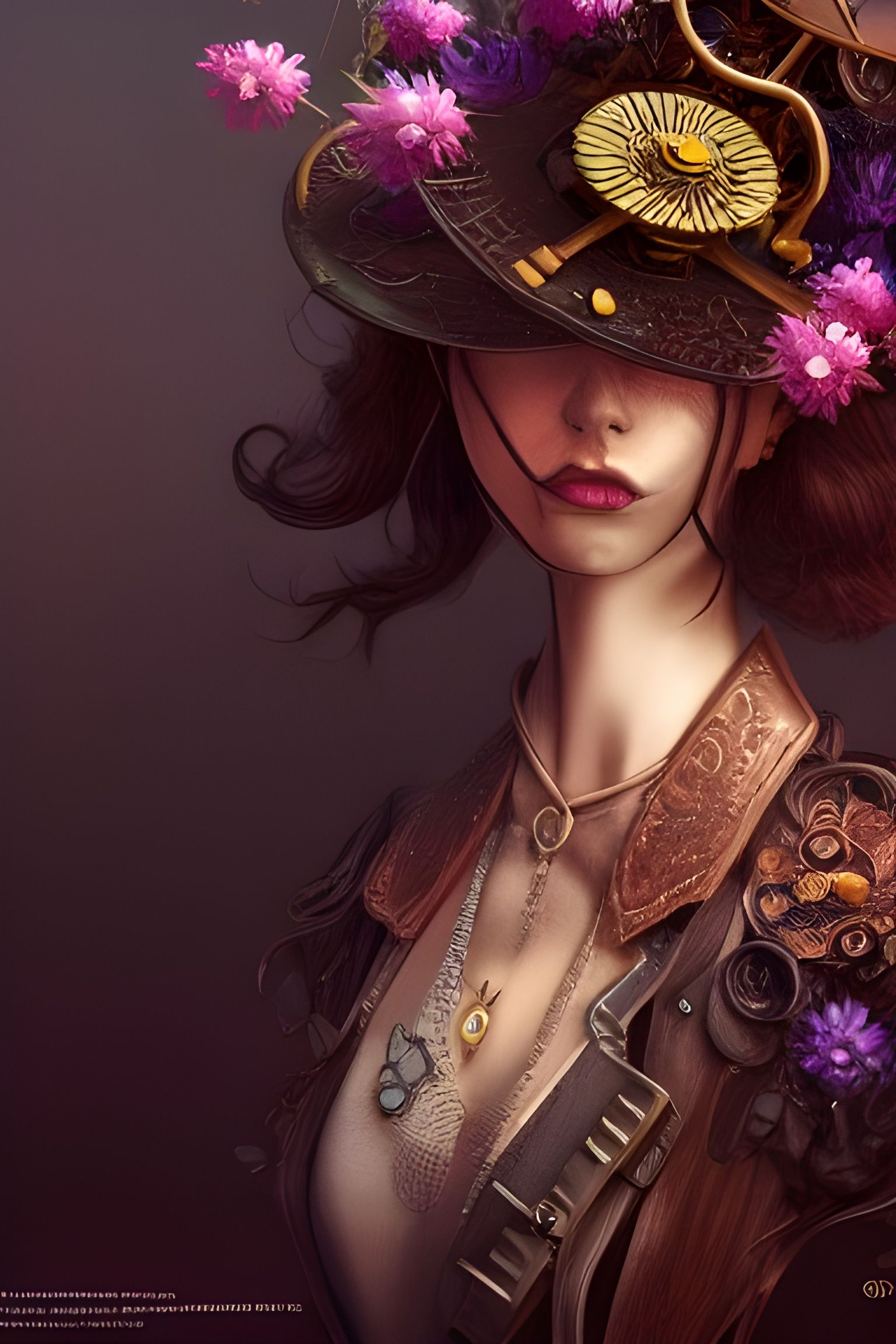 Steampunk Flower Portrait in Noir Style