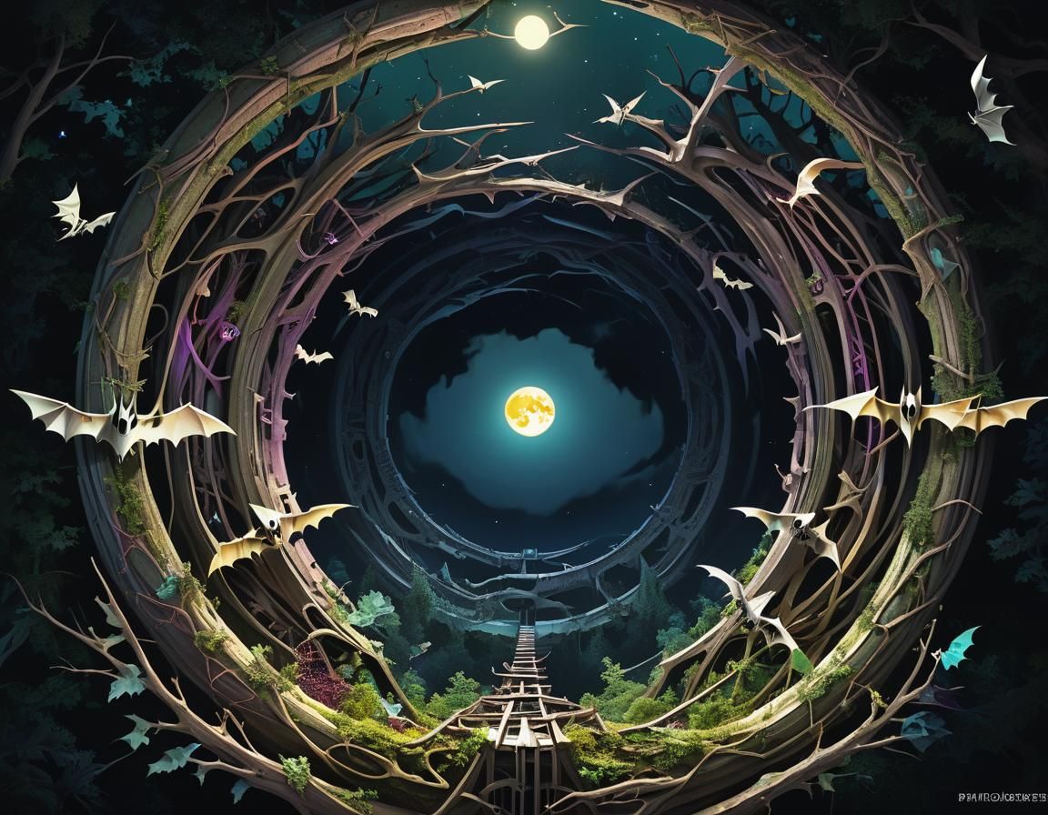 Creepy Weirdcore Arcology with Moon Portal