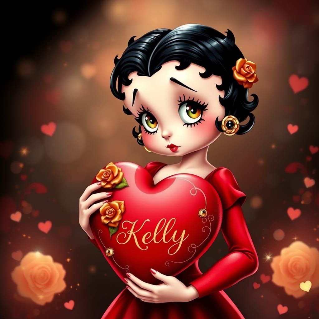 Romantic Betty Boop in Whimsical Fantasy Scene