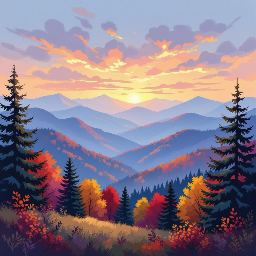 Vibrant Tennessee Mountain Landscape Painting