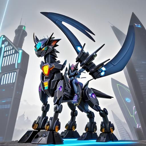 Cyberpunk Mechanical Displacer Beast in Anime Style