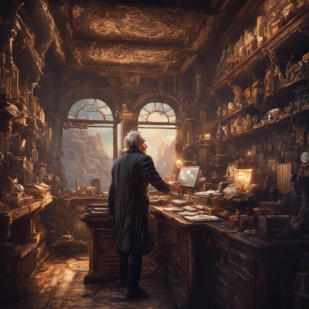 Detailed Matte Painting of Elderly Entrepreneur